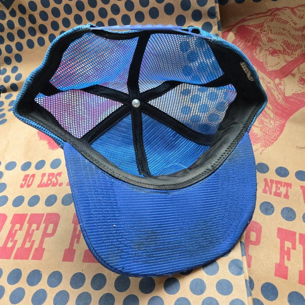 VTG ANR Freight System Trucker Hat Blue GUC OSFA Snapback Mesh Patch Cap USA Map
